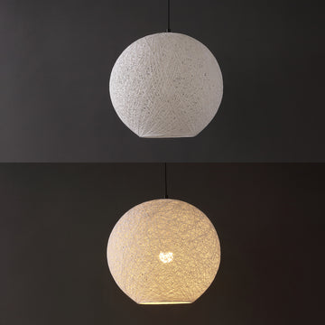 Lacey Bohemian Minimalist Iron/Rope Woven Globe LED Pendant - JONATHAN Y